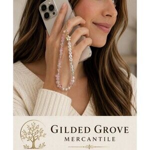 Chosen Personalized Rose Quartz Phone Bracelet Charm Wrist Strap NWT Names M-Z